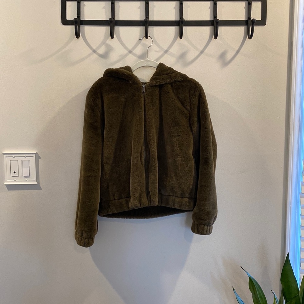 Cupcakes and Cashmere Olive Fur Coat